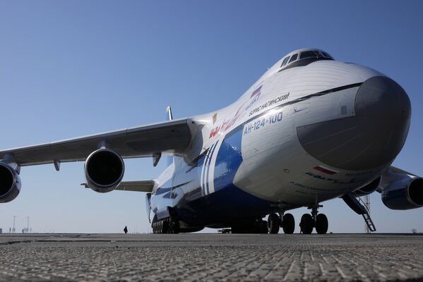 An -124 -100 aircraft. Board Boris Noginsky