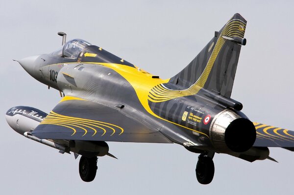 Chasseur gracieux Mirage-2000s en jaune et noir