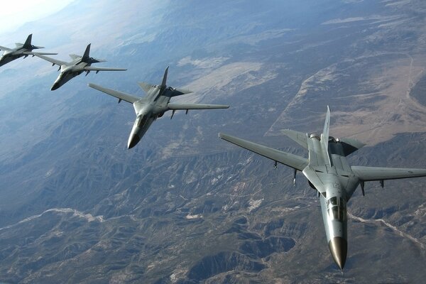 Fighter in aviation in flight in the air