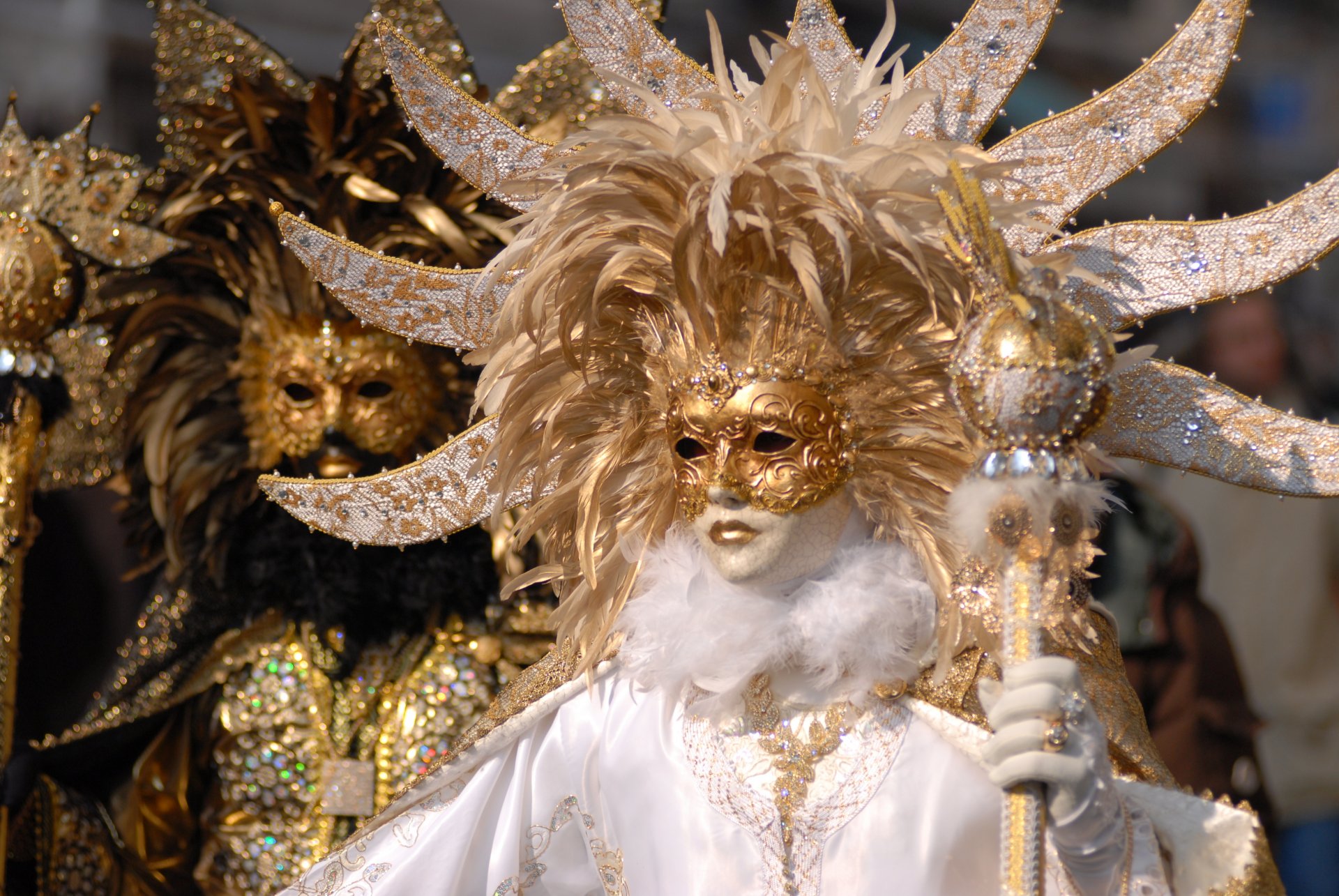 venice carnival suits masks photo white black gold