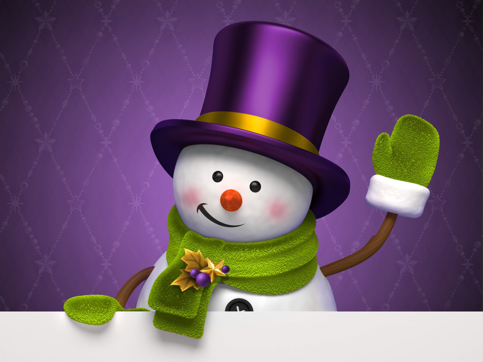 vacances hiver nouvel an bonhomme de neige noël violet chapeau cylindre graphique