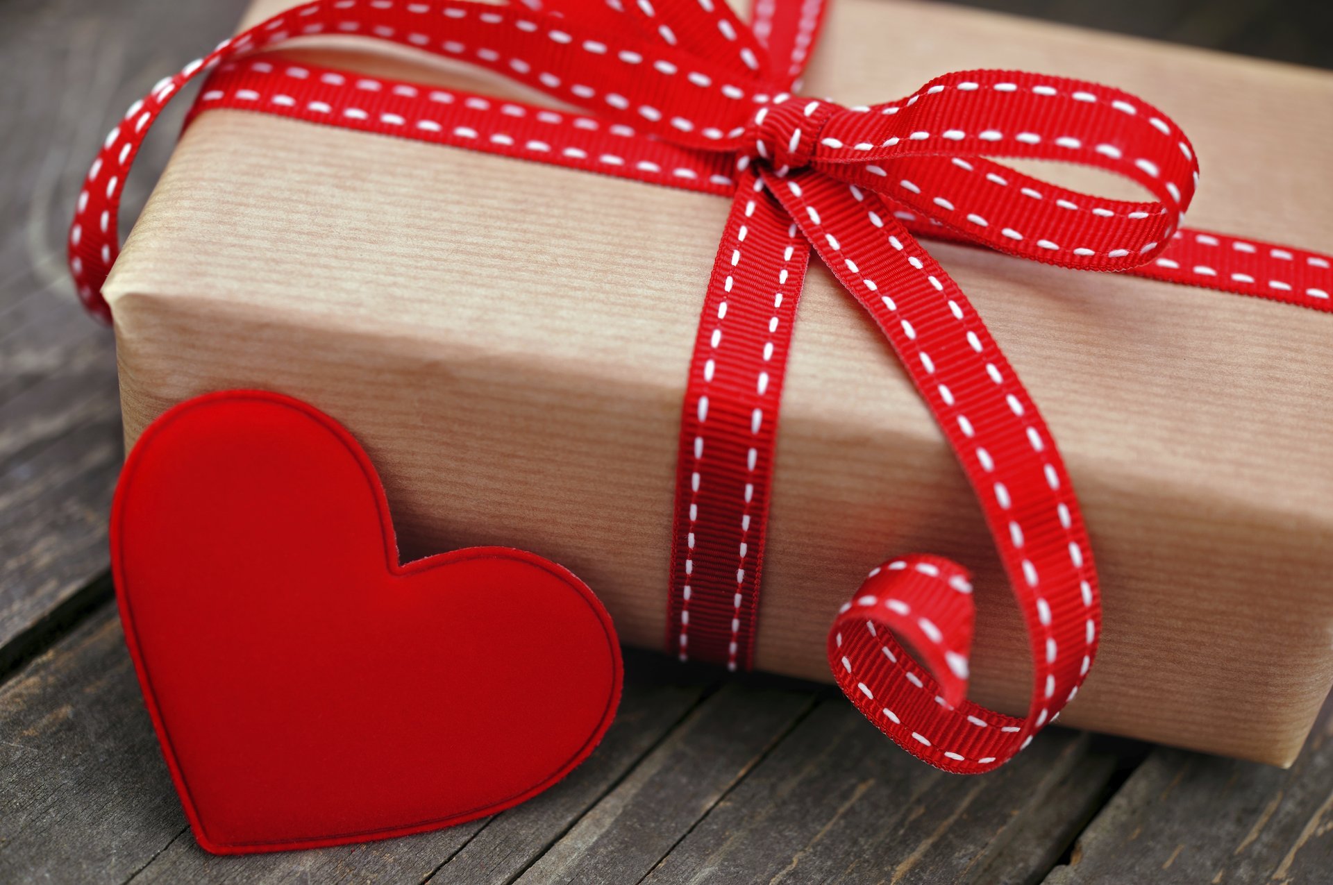 box present holiday heart red tape