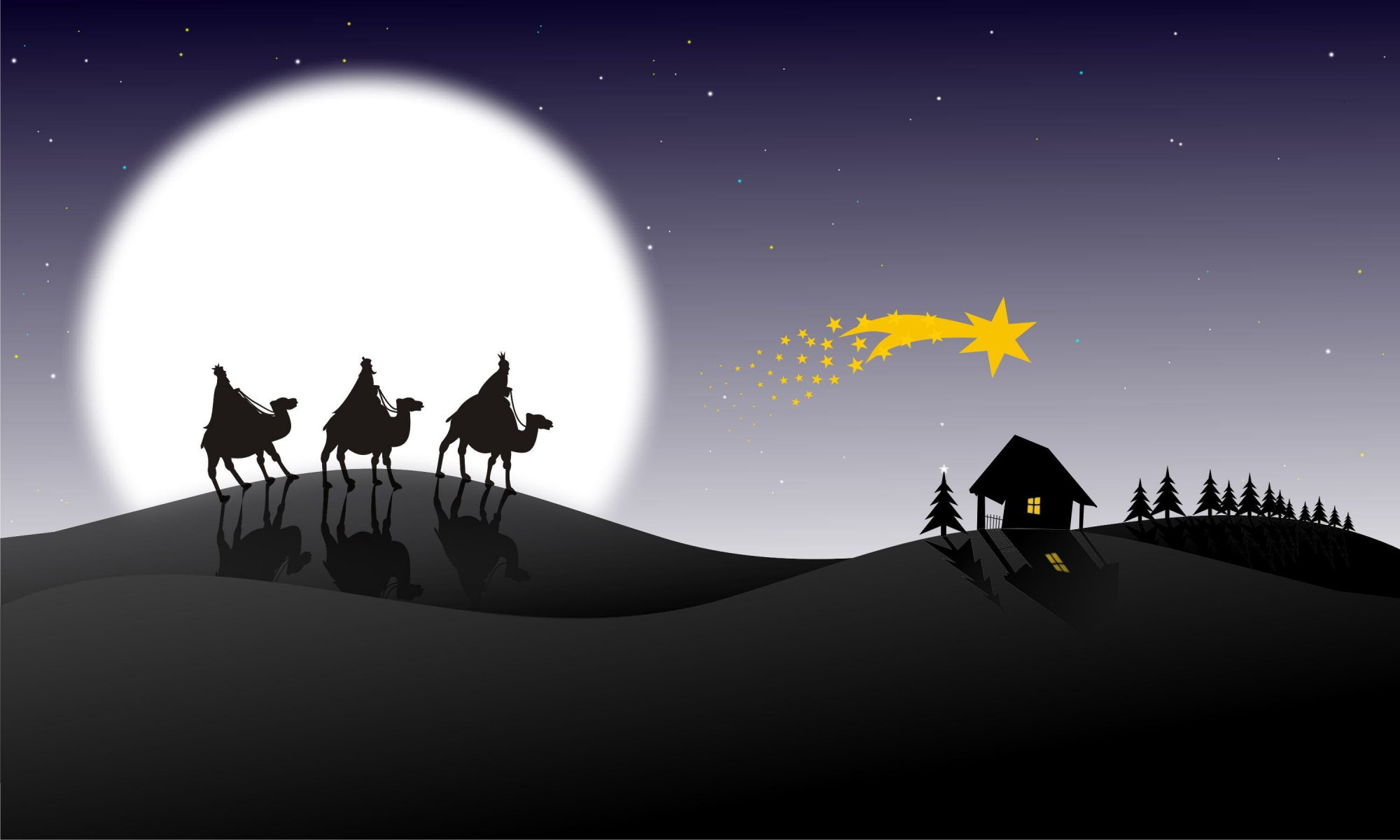 christmas holiday caravan moon graphic