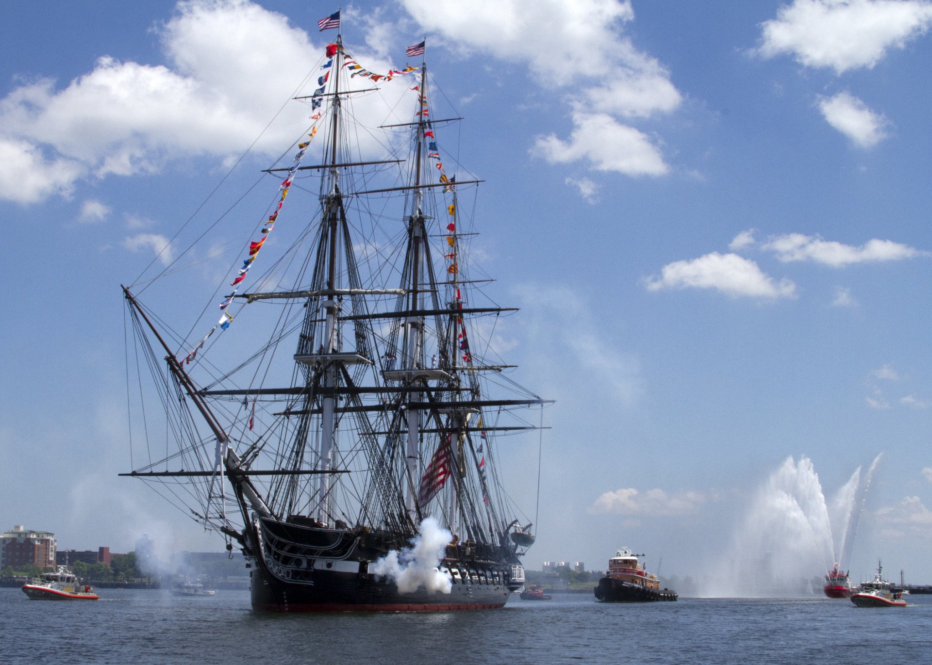 boston harbor uss constitution konstityushn old ironsides ironsides old is the oldest sailing ship us navy 21-gun salute celebration of independence day america