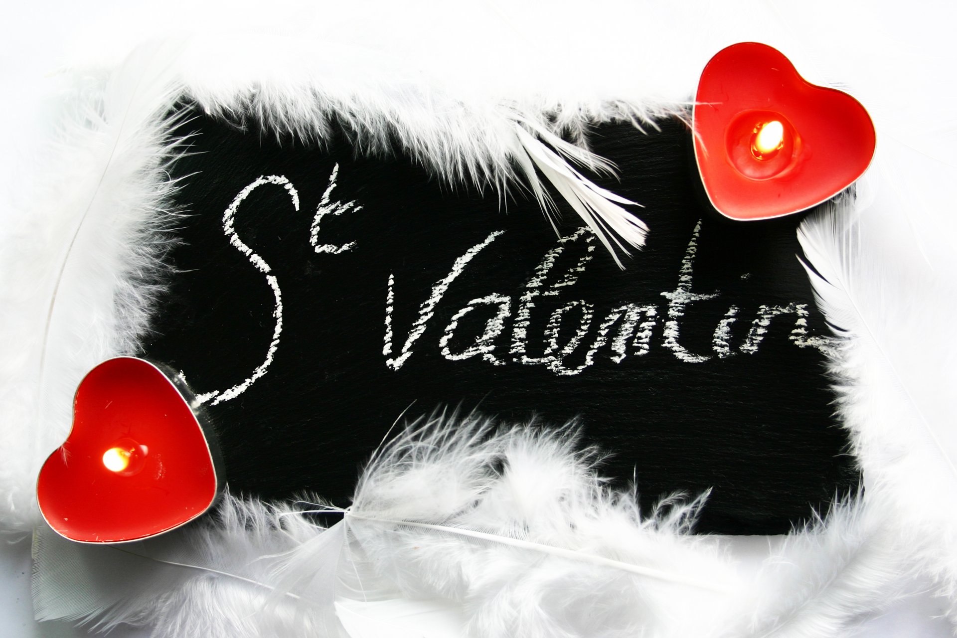 saint valentin bougie coeur plumes