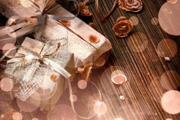 Beautiful gift photo beige