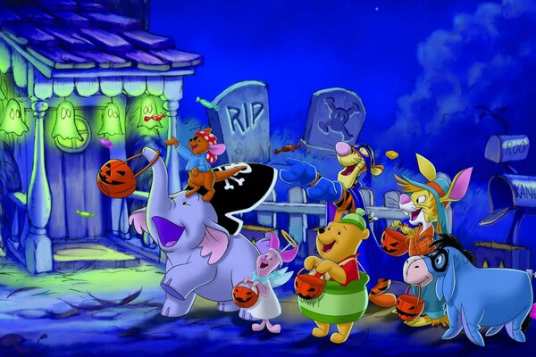 Winnie the Pooh con gli amici ad Halloween