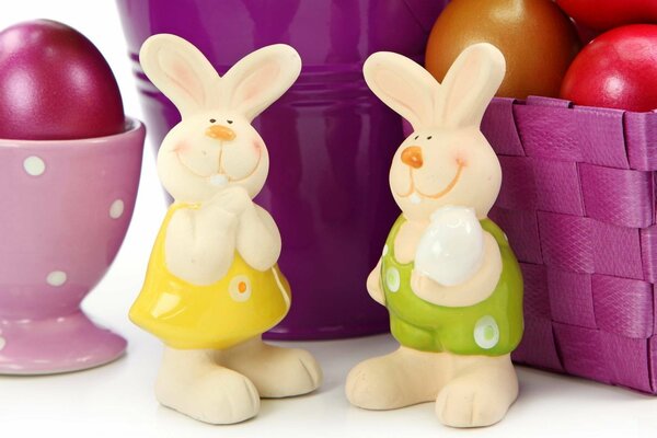 Easter decorations - cute pair of bunnies