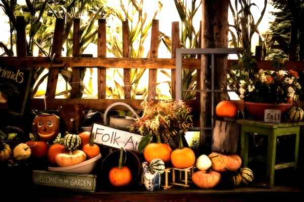 Decoración de calabaza de otoño para Halloween