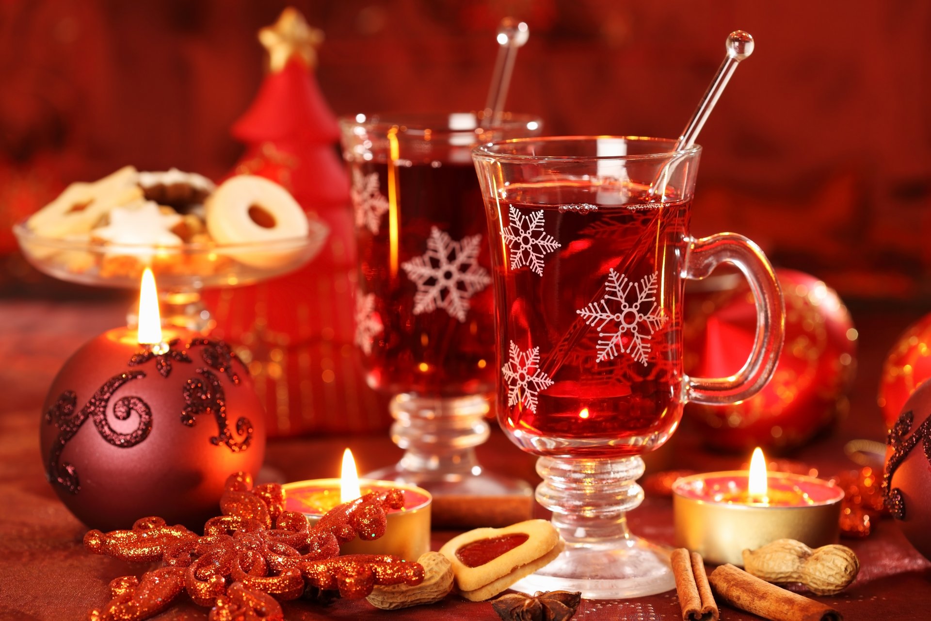 navidad decoración año nuevo bebida vino caliente galletas