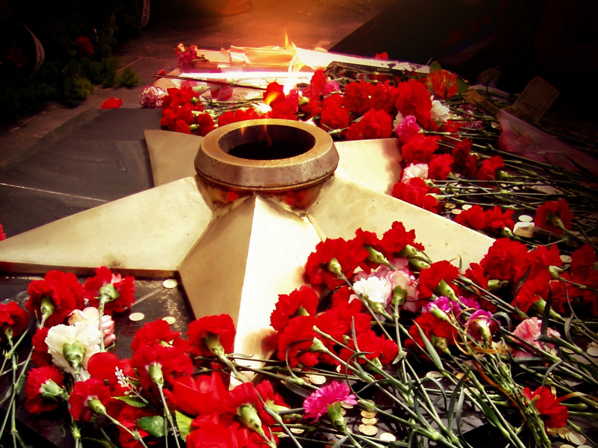 9. mai tag des sieges stern blumen ewiges feuer