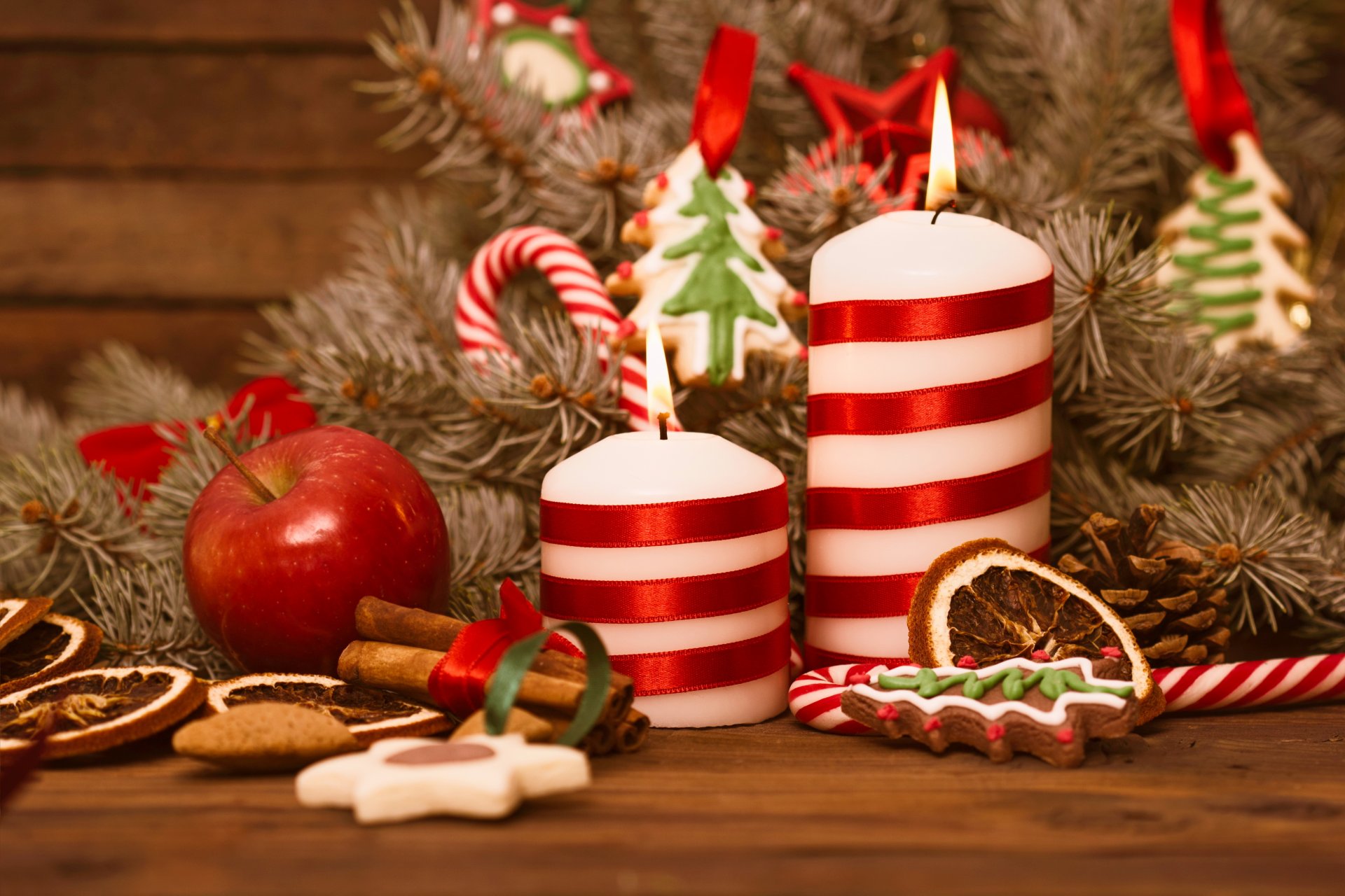 feliz navidad decoración galletas año nuevo velas bolas nieve