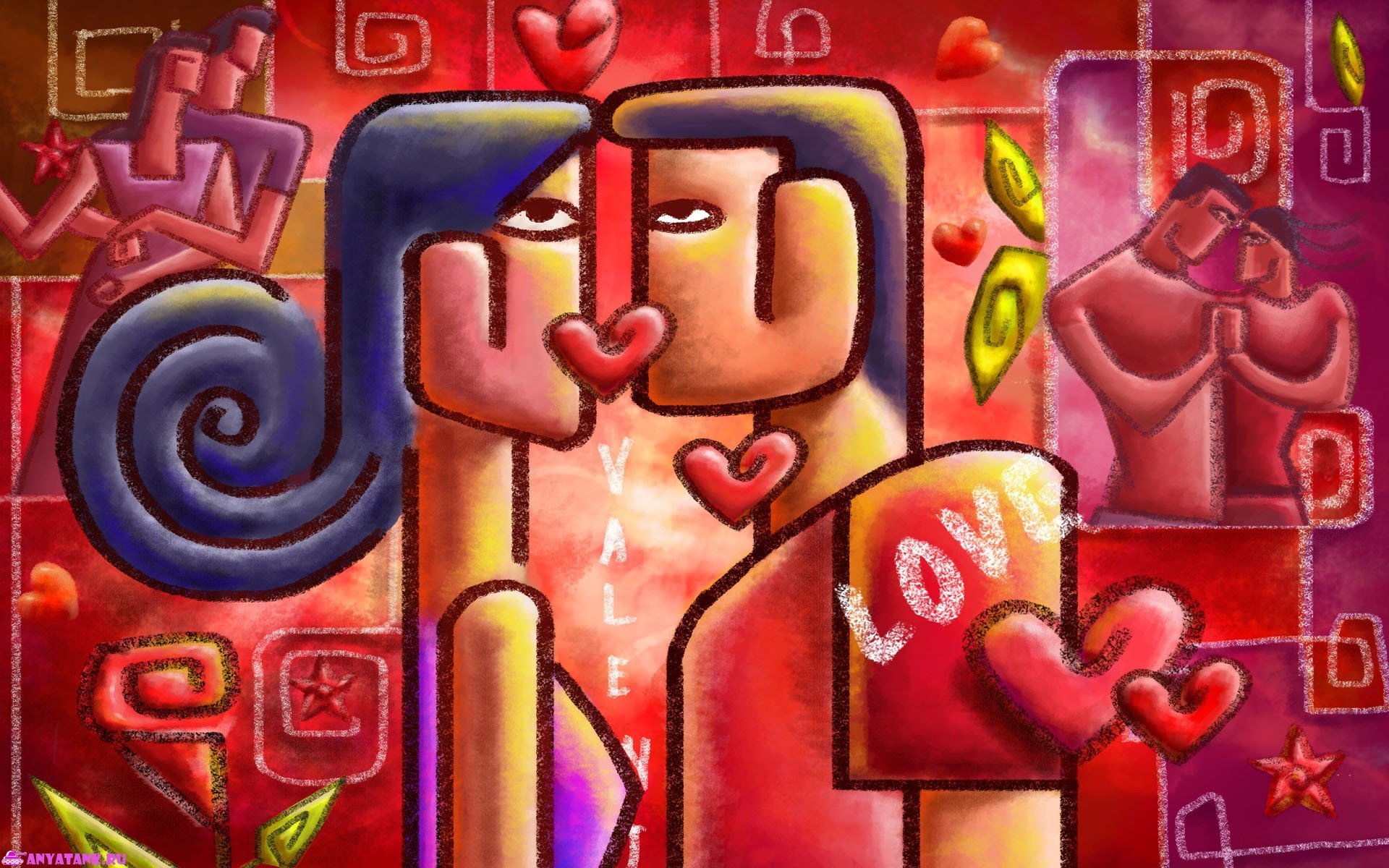 hombre mujer amor beso corazón pareja color imagen asteriscos