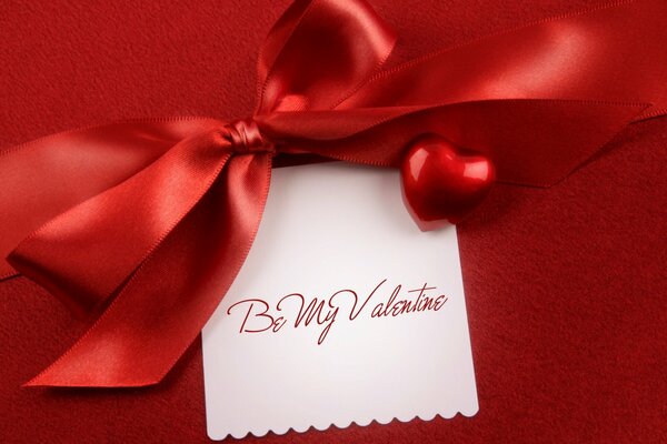 Valentine s Day card with a red bow