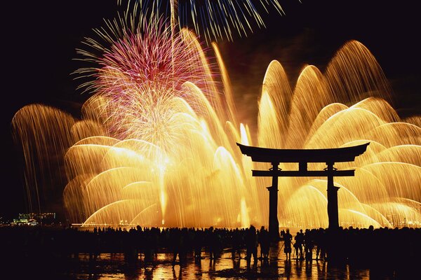 Holiday fireworks in Japan
