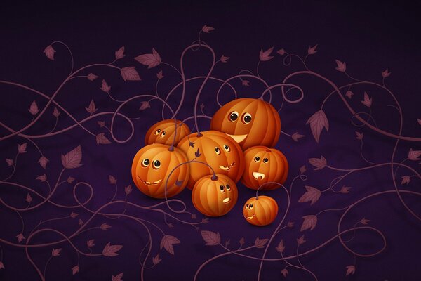 Pumpkin Halloween greeting card on a dark background