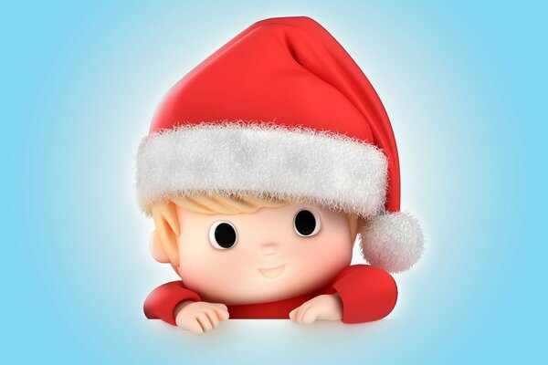 Christmas and New Year: a baby in a Santa Claus hat