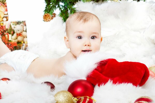 Christmas background: a child in the new year