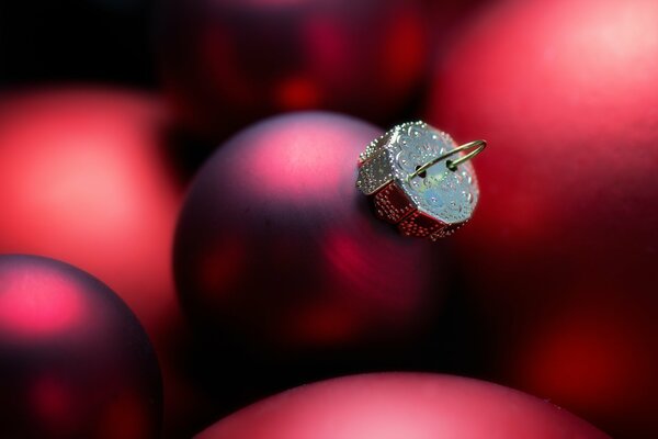 Boules de Noël rouge gros plan