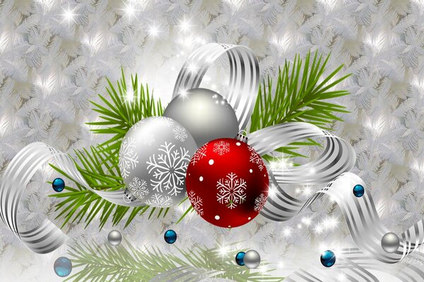 Boules de Noël et branches d arbre de Noël