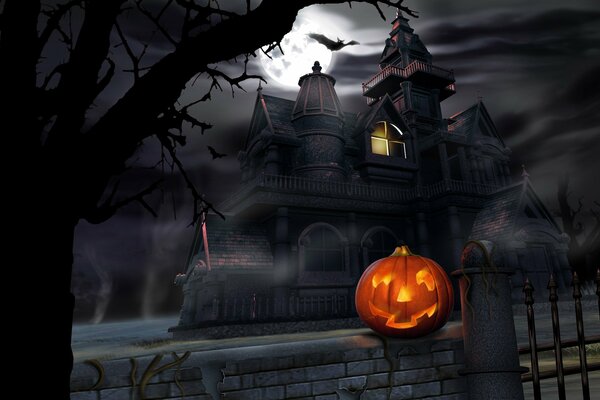 Castillo de la bruja para la fiesta de Halloween