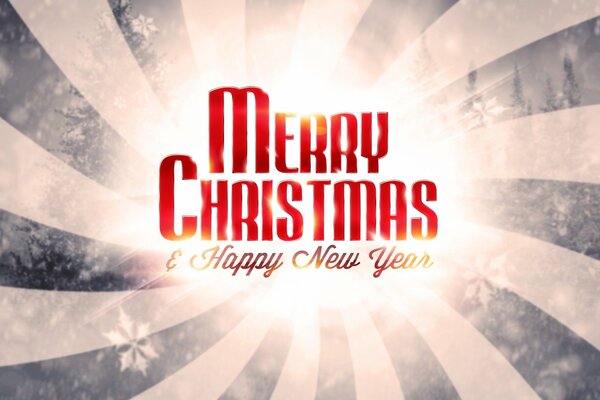 Inscription on the background of stripes with a Merry Christmas greeting