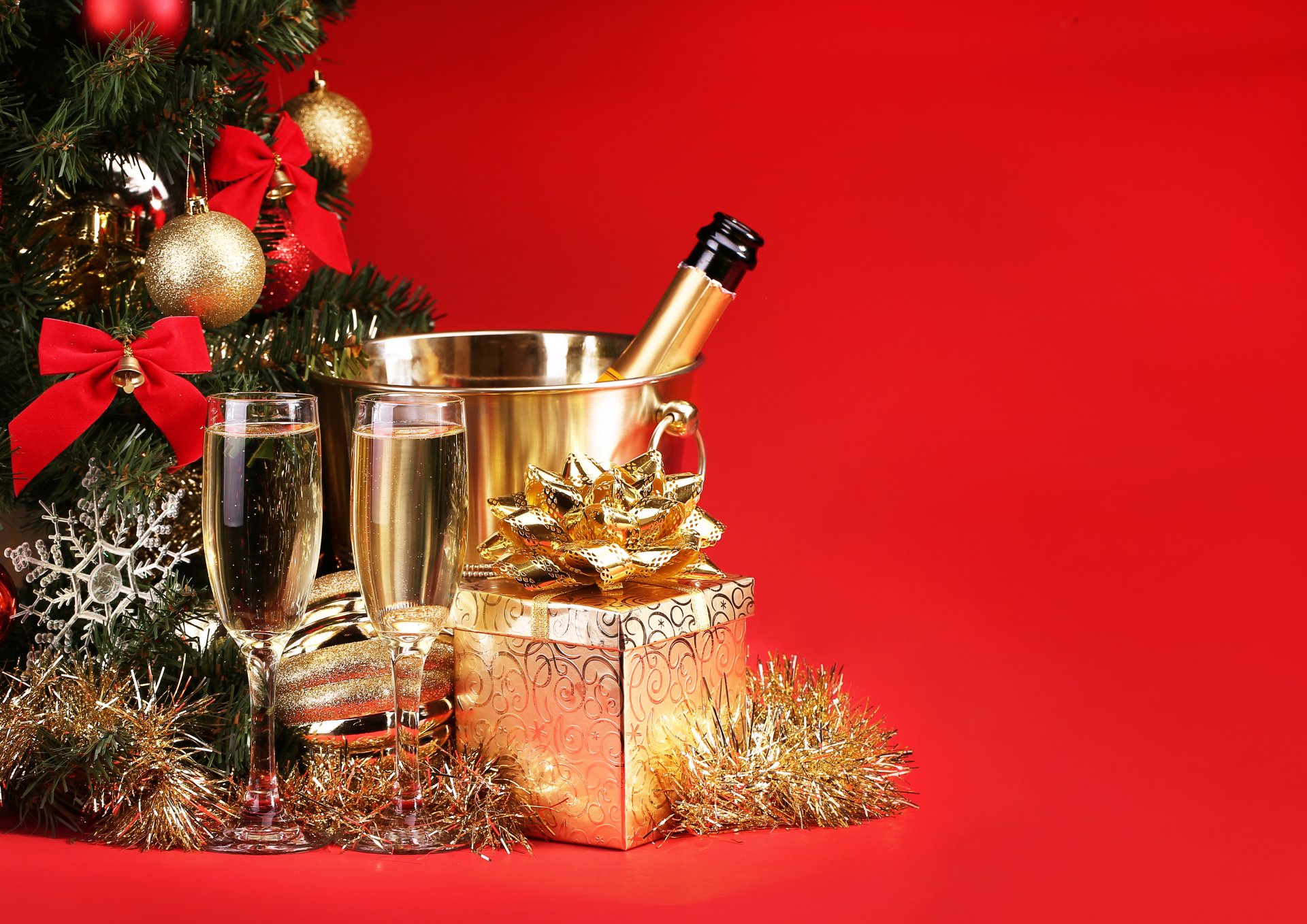 nuovo anno decorazioni champagne albero di natale regalo bicchieri