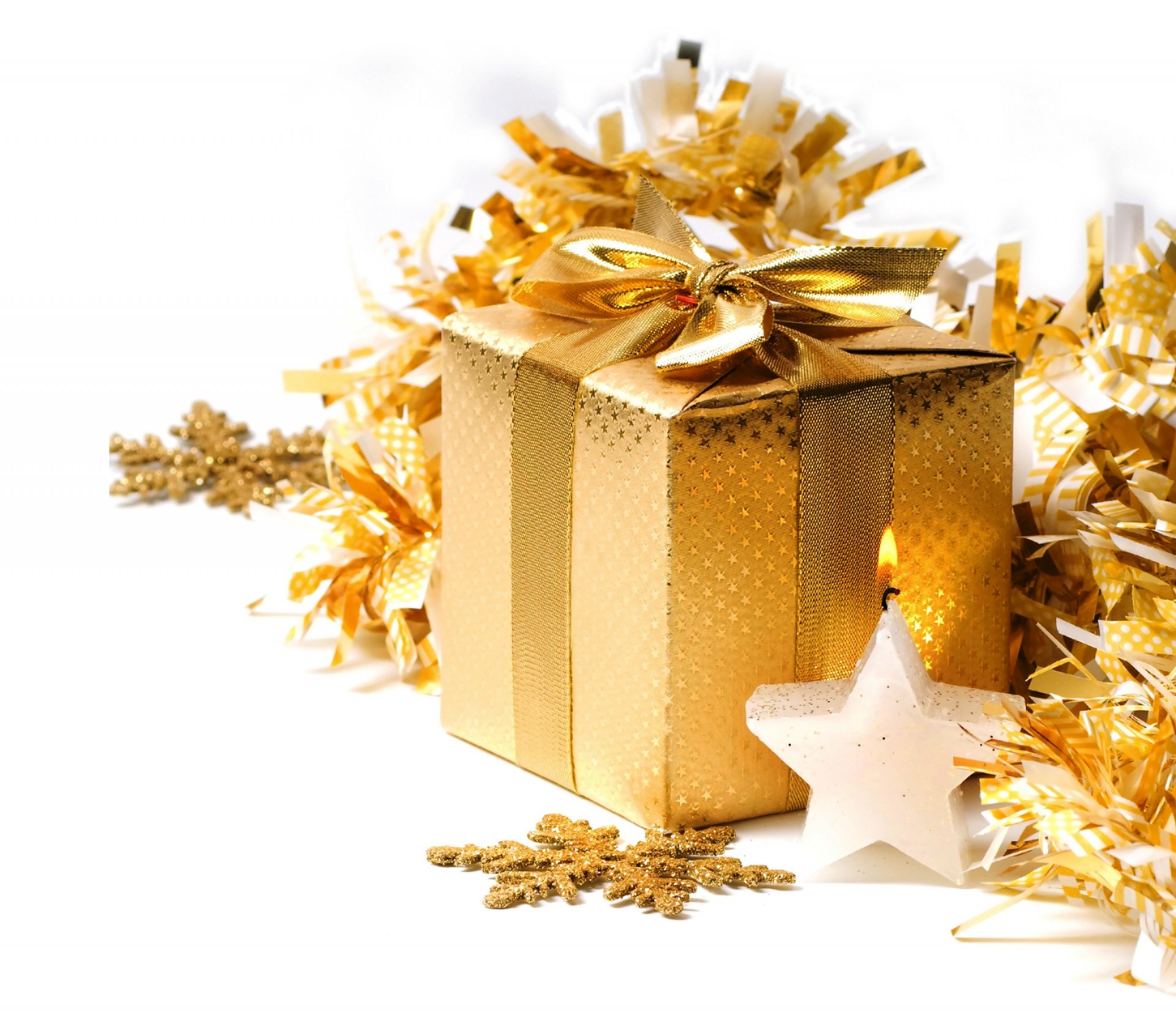 golden christmas cheerful gift box decorations new year gold snowflake