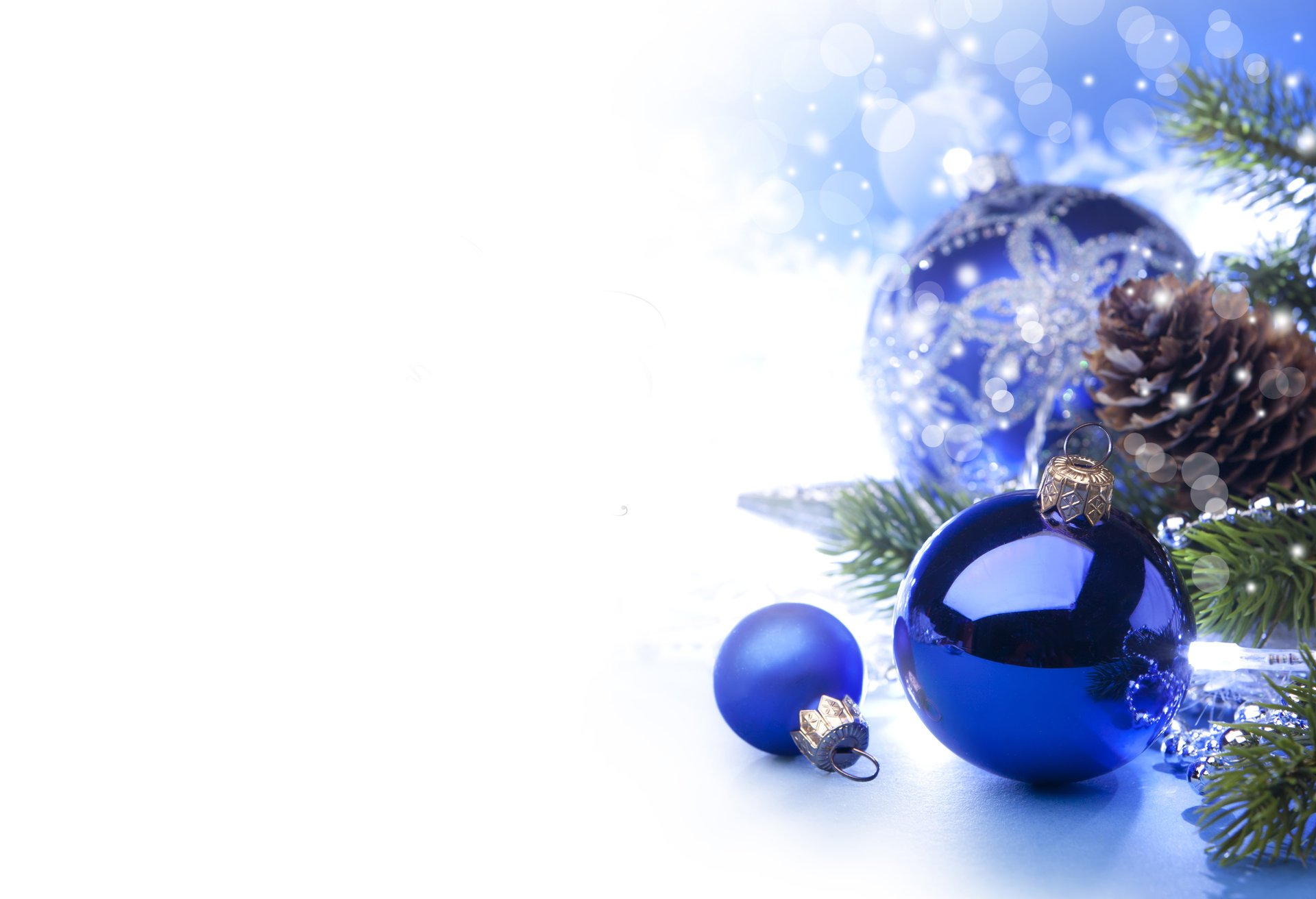 balls balls blue white stars silver christmas tree cones branches christmas tree toys new year christmas blue background 2015