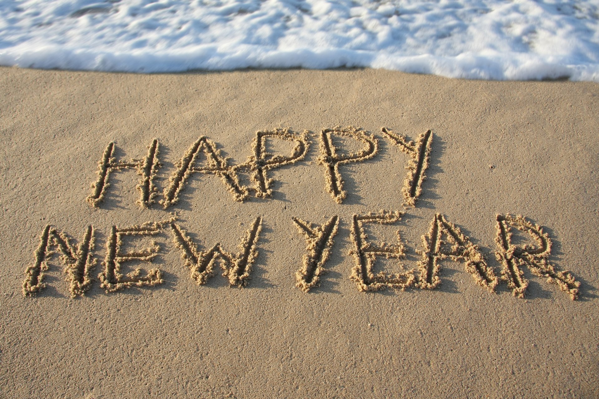 heureux nouvel an plage sable mer bonne année