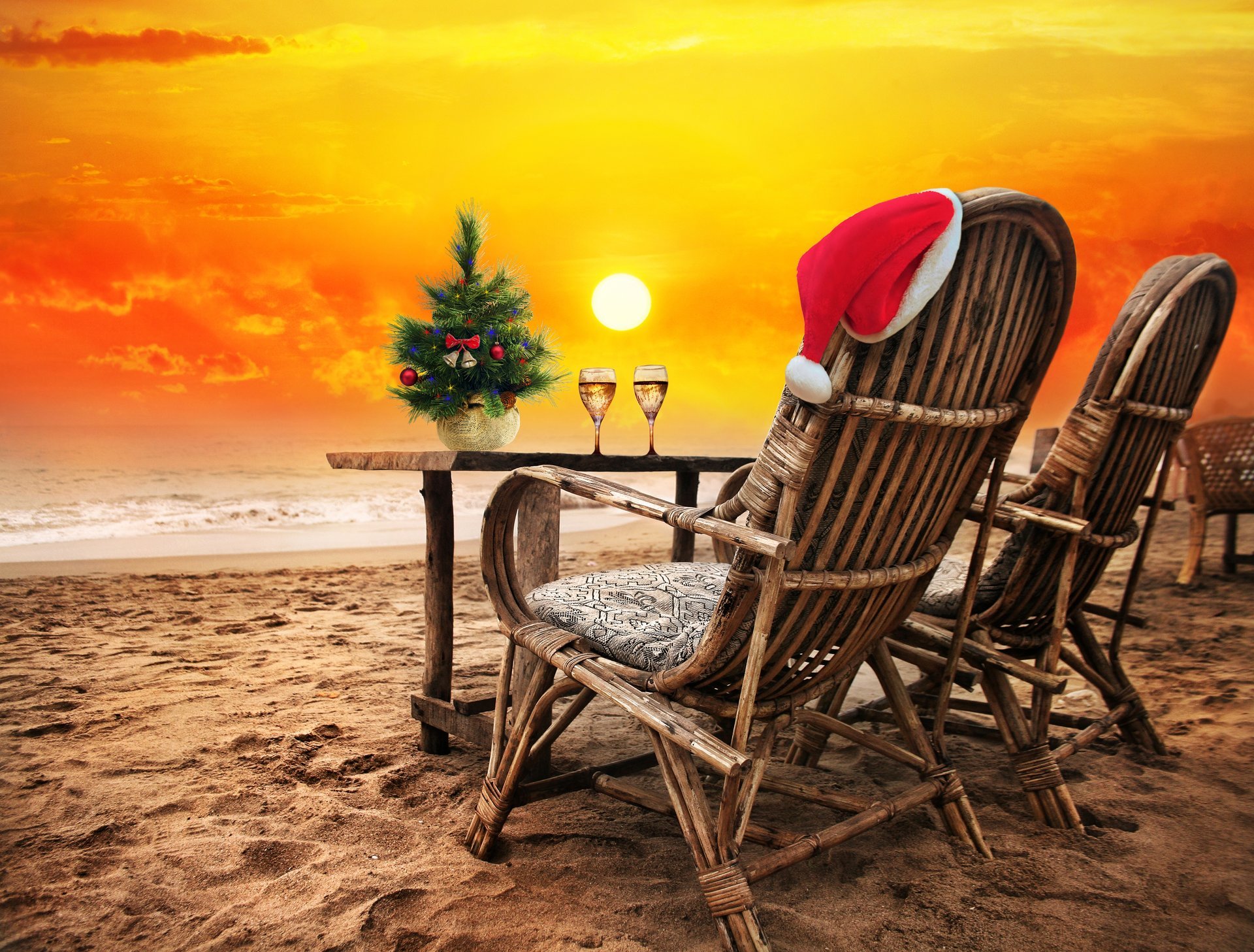 happy new year christmas beach sand sea c new year sunset