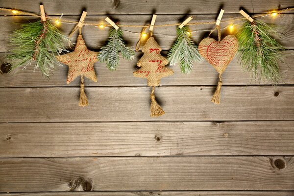 Garland for the new year made of fir twigs