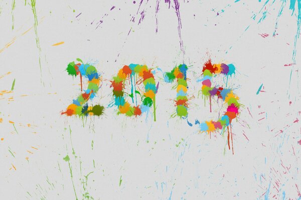 Новый год. цифры написанные красками
