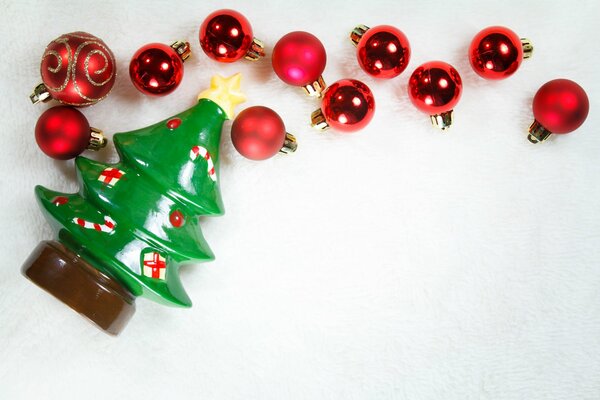 Image of Christmas balls and Christmas trees for the New Year