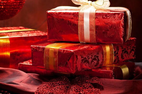 Boxes with gifts for the new year