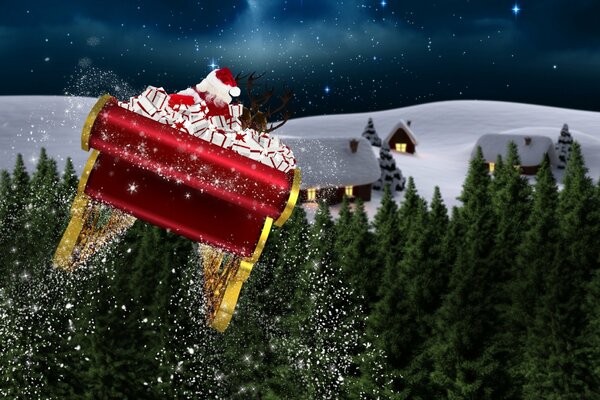 Santa Claus s sleigh is on the way