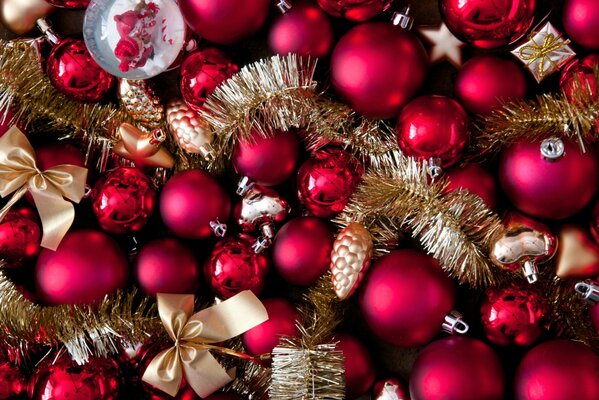 Christmas decorations for the Christmas tree made of bows and balls