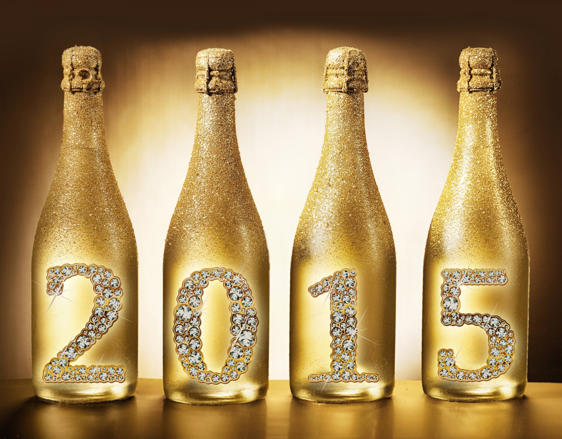 feliz año nuevo 2015 oro champán botellas