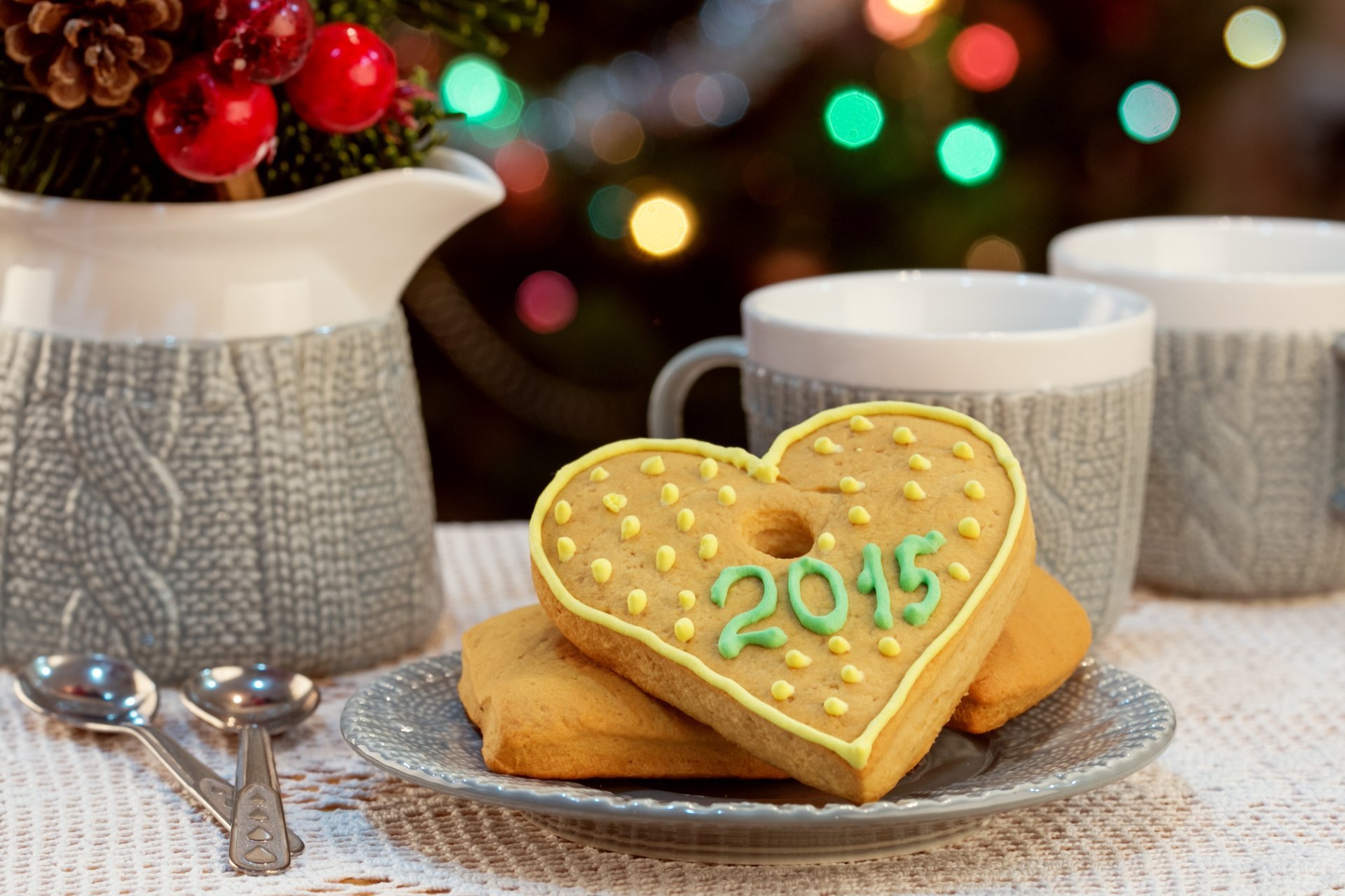 merry christmas decorations new year cookies heart 2015