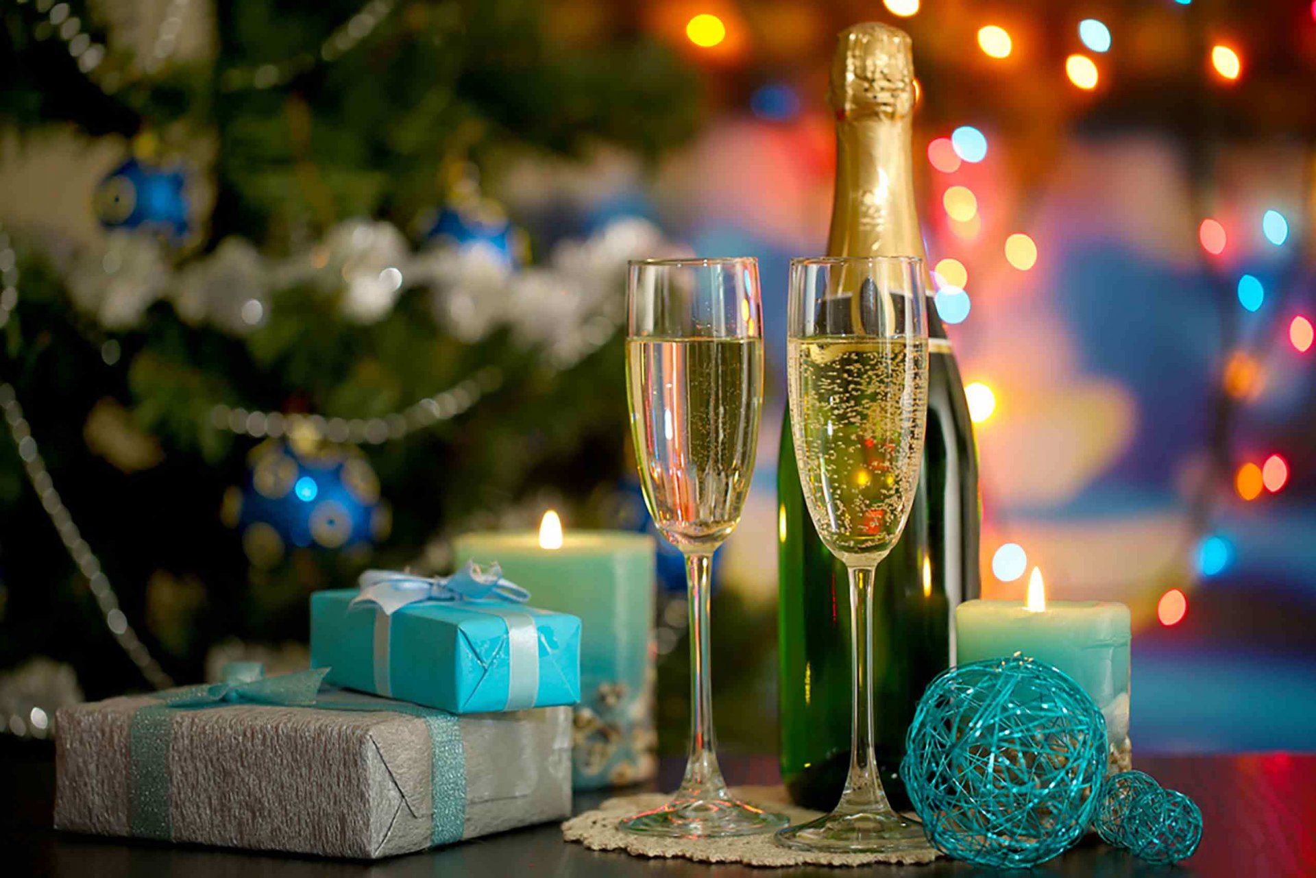 gifts balloons candles christmas tree lanterns champagne glasses holiday happy new year merry christmas decorations winter holiday christmas winter cups christmas tree light