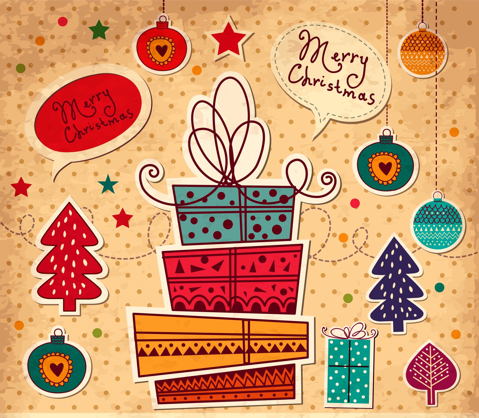 merry christmas gifts christmas happy new year vector