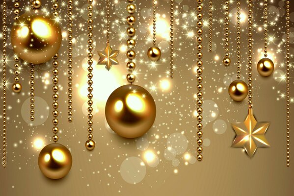 Украшения золотые шарики на Новый год