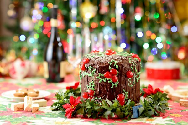 Delicioso pastel de Navidad de chocolate