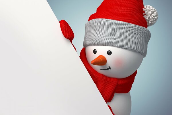 A snowman in a red scarf