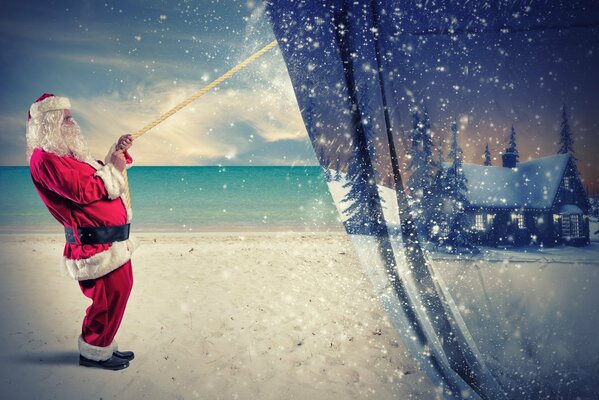 Santa Claus changes summer for winter