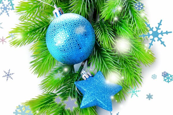 Christmas tree decorations balloons and New Year