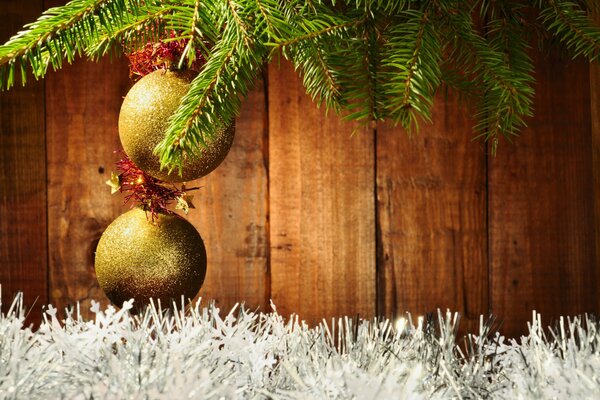 Christmas tree and toys, golden beautiful