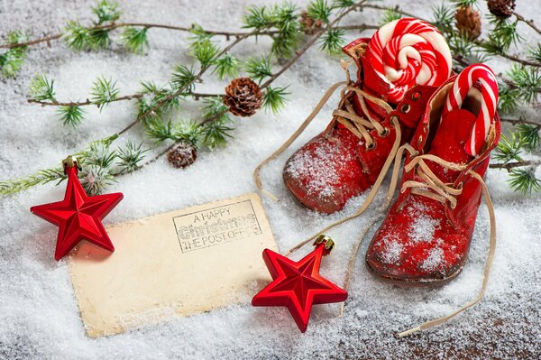 Cartolina di Natale con stelle rosse