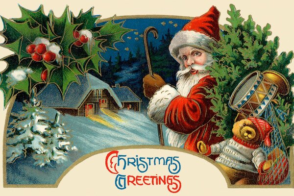 Rysunek Świętego Mikołaja na Nowy Rok