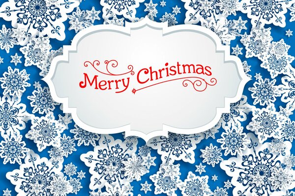 Postcard - Merry Christmas with snowflakes